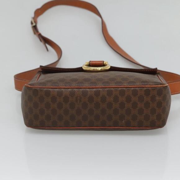 CELINE Macadam Canvas Shoulder Bag Pvc Leather Brown Gold - Picture 9 of 12